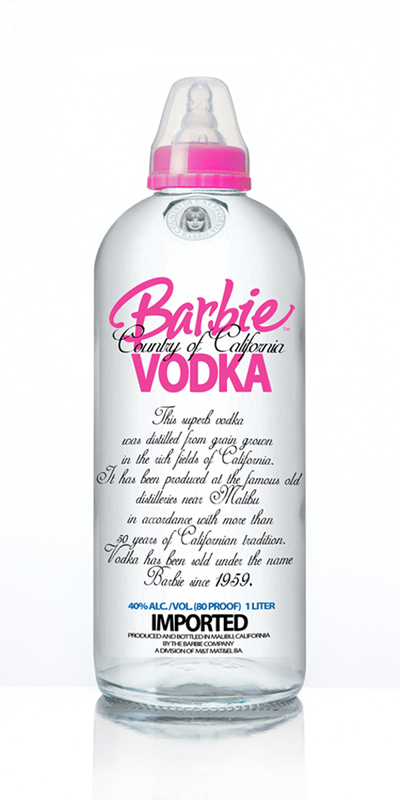 PopBottles — Barbie Vodka - a vodka bottle transformed into a Barbie baby bottle — Anna Utopia Giordano